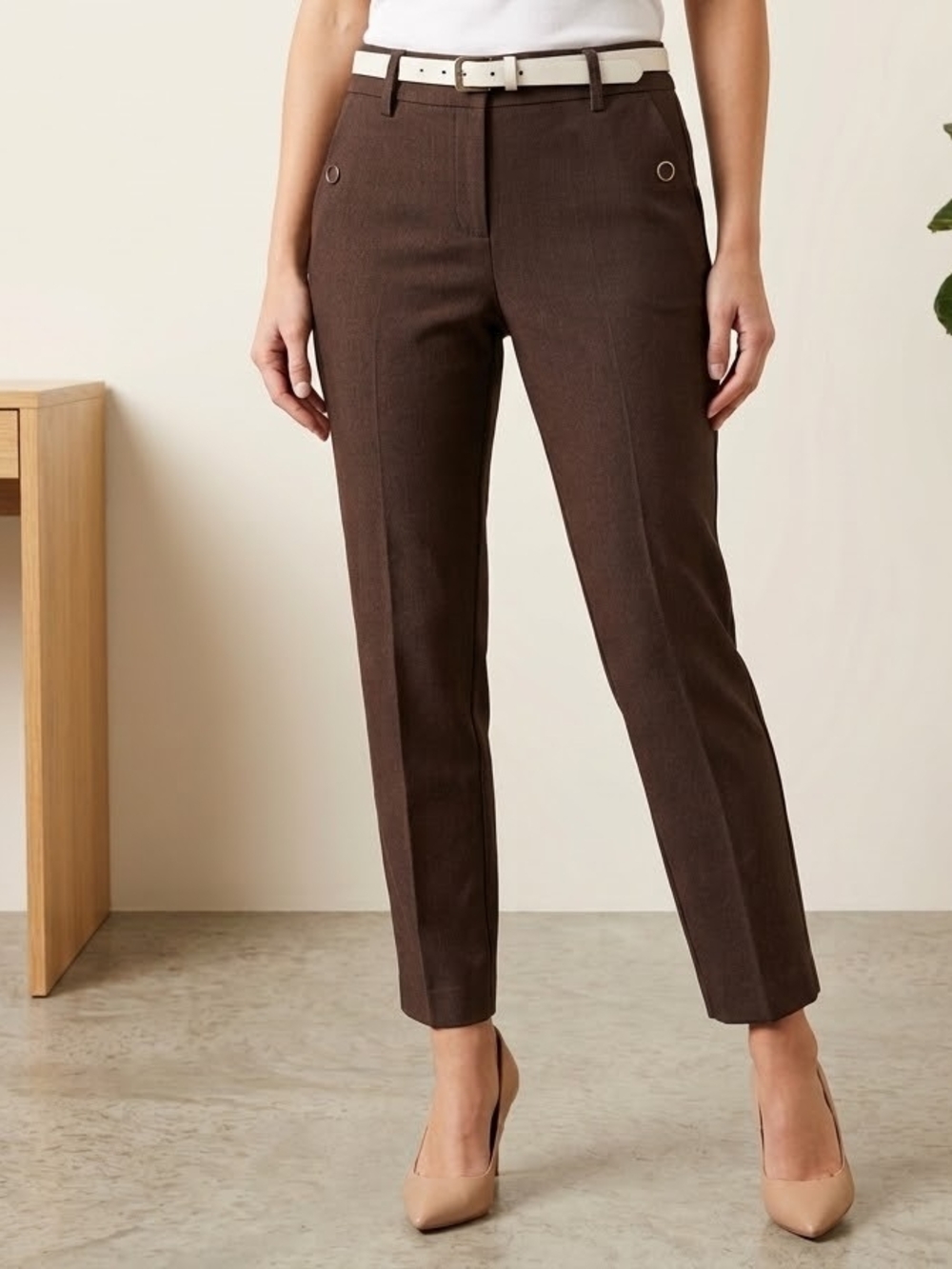 NWT Zac & Rachel Womens Size 14 Chocolate Brown Ankle Dress Pants Stretch Trouse